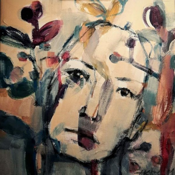Woman in Leafs and Flowers, 30 x 30 cmII