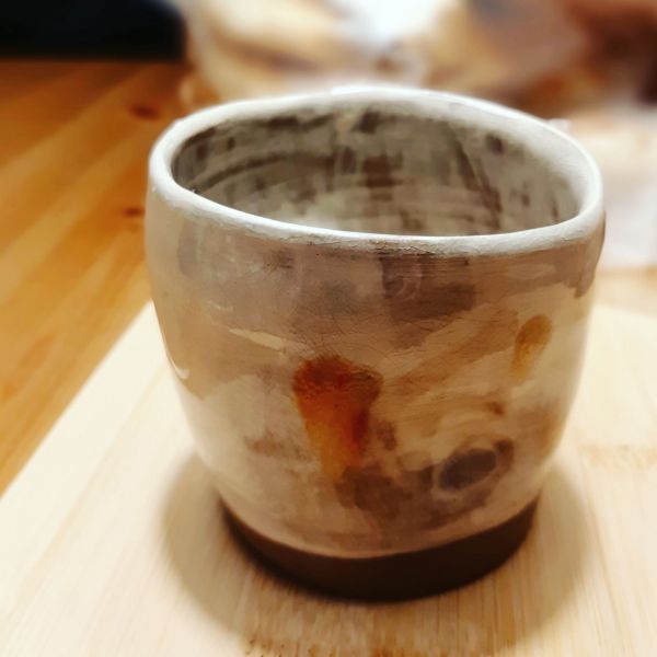 Coffee Cup with Orange, dark clay