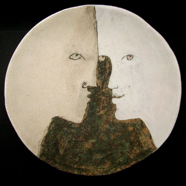 Couple, Bowl with drawing, 32 cm
